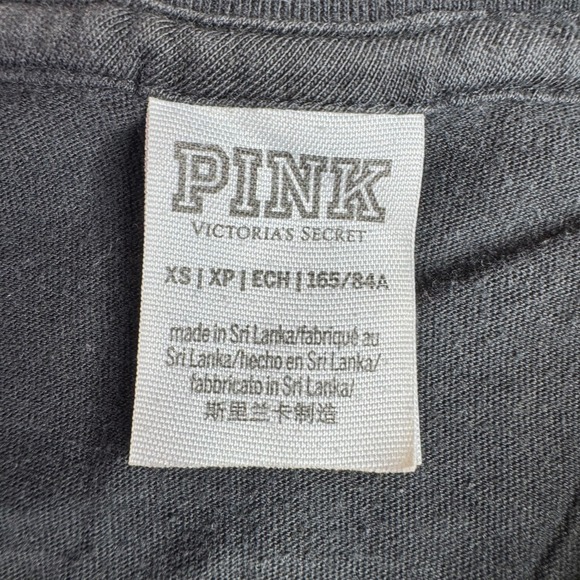 Victoria's Secret PINK Bling 86 Varsity Long Sleeve Sequin T Shirt Black XS READ - Picture 6 of 13